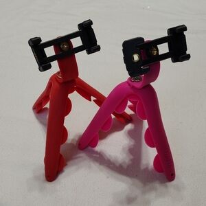 Tenikle Orange and Pink Cell Phone Tripod Stands